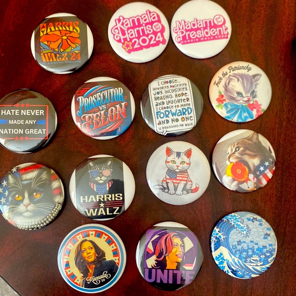 Kamala Harris Tim Walz Campaign Buttons 2.25” pin back